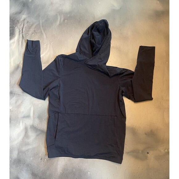 Prana Breathe Womens Dark Gray Hoodie Pullover Sz Small Kangaroo Pocket Long Slv - Picture 1 of 7